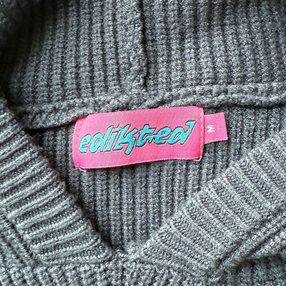 Edikted Wynter Oversized Knit Hoodie Women’s Medium Navy Blue - Picture 6 of 8